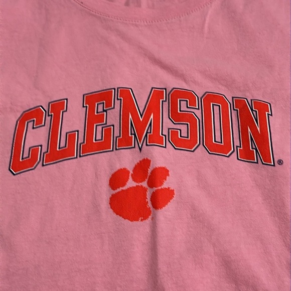 Port and Co Clemson University pink and orange logo t-shirt - Picture 7 of 11